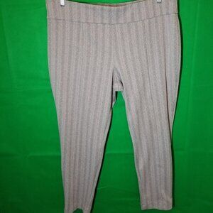 Anne Klein Gray Strip Dress Pants Size XL Stretch Office Career Comfort Pull-Up